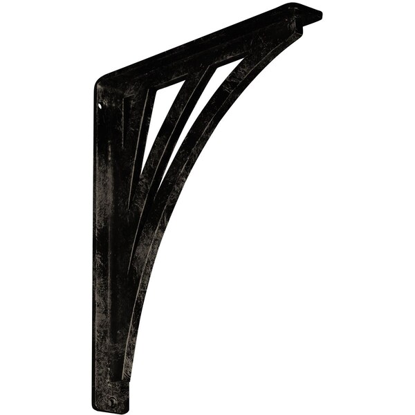 Ekena Millwork Nevio Wrought Iron Bracket, (Single center brace), Antiqued Pale Gold 1 1/2"W x 10"D x 12"H BKTM01X10X12SNEAPG - main
